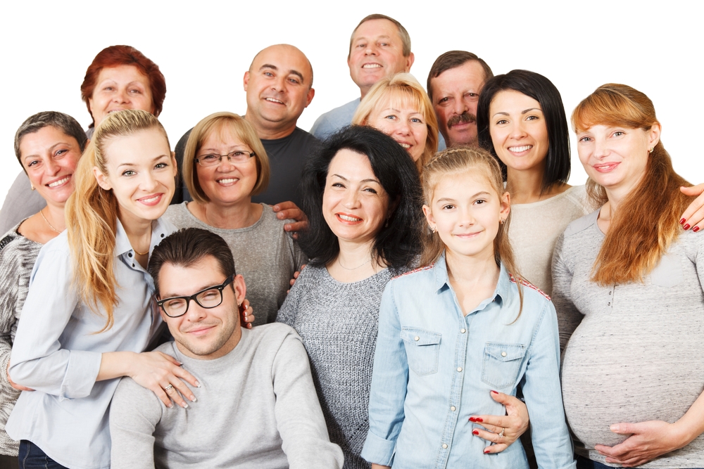 Large Group of Happy People smiling and embracing.