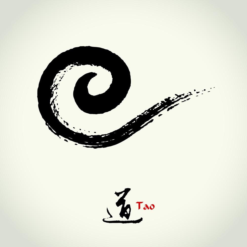 vector: grunge sketch  spiral line,  chinese tao