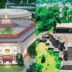 नए संसद भवन का निर्माण मध्यप्रदेश के मुरैना चौंसठ योगिनी मंदिर के डिजाइन के तर्ज पर हुआ